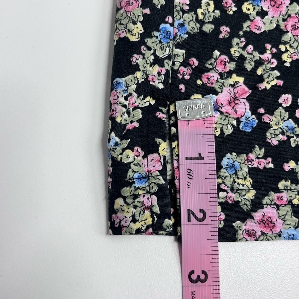 Vintage Blue skirt size 3 dark floral mini skirt black pink blue green yellow - Picture 4 of 12